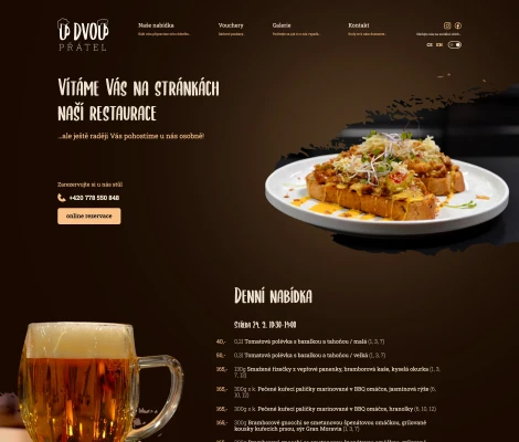 Restaurace U Dvou Přátel - Homage v tmavém režimu